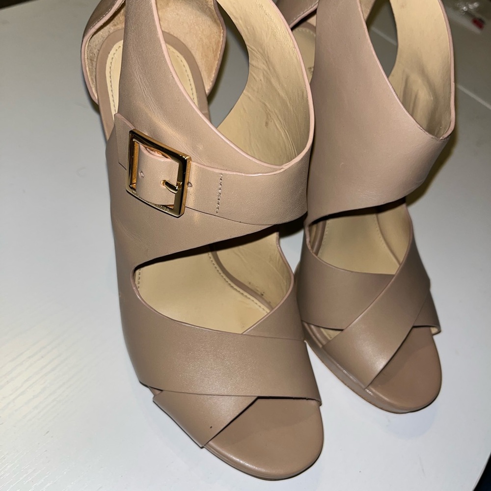 MICHAEL Michael Kors Tan Heels with Crisscross Design